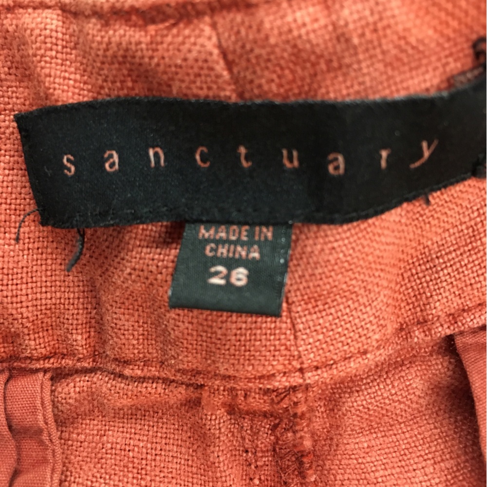 Sanctuary 100% Linen Crop Cargo Pants 28 Red Terracotta Casual Relaxed Lagenlook - Picture 3 of 11